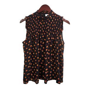 Anthropologie Maeve Darby Victorian Neck Smocked Swing Polkadot Blouse 4